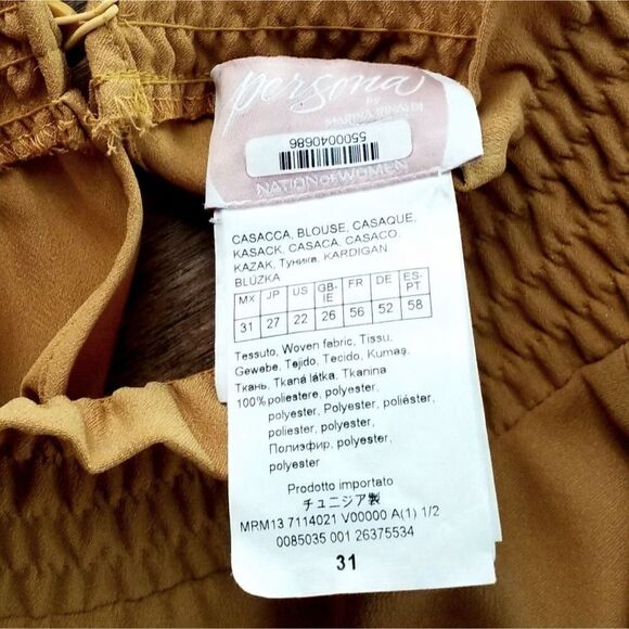 Marina Rinaldi Tunic Blouse Gathered Neckline Long Balloon Sleeves Gold Size 22 - Picture 6 of 13